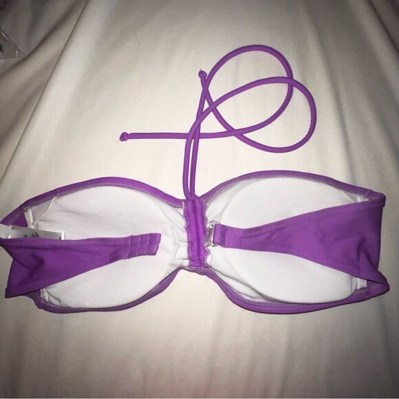 HULA HONEY Purple Ruched Bikini Top & Paisley Tie Bottoms – Size L - Picture 4 of 6